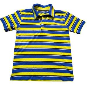 Nike Golf Dri-FIT Polo Shirt Boys youth small Blue Yellow Striped